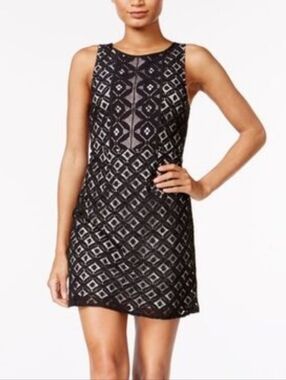 Kensie Sleeveless Back Zipper Black Lace Overlay Lined A-Line Women’s Sz XL EUC